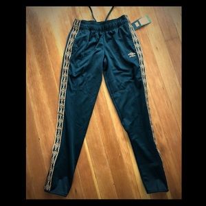 Black NWT Umbro track pants w/ gold embroidery